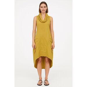 Cynthia Rowley Womens Mustard Yellow Linen Blend Dress Lagenlook Coastal Chic S
